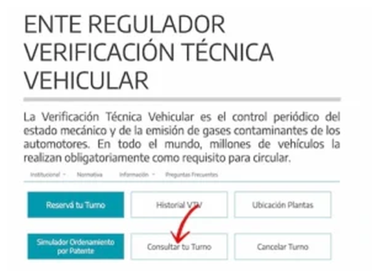 Paso 1 para consultar o cambiar el turno de la VTV en Trenque Lauquen